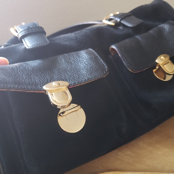 Maxx NY Leather And Suede Shoulder Satchel Bag - Picture 3 of 16